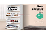 Artiss Shoe Rack Cabinet 60 Pairs 4 Doors - White FURNI-L-SHOE-4D3R-WH-AB