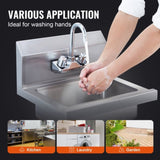 VEVOR 17"x12.8" Commercial Hand Wash Sink Wall Mount Basin Stainless Steel NSF V952-SYXSPWDSB1410KV62V0