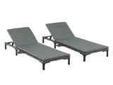 Gardeon 2PC Sun Lounger PE Rattan Recliners with Cup Holder Cushion Rain Cover FF-LOUNGE-TB-2X-GR