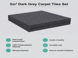 5m Dark Grey Carpet Tiles Set Commercial & Domestic Flooring for Office, Retail, Home V63-952981