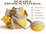 Handmade Crochet Flower Tote, 3D Floral Boho Purse, Lightweight Shape-Retaining Crossbody Shoulder V1366-AZ2-W-11641