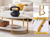 Artiss Coffee Table 2 Tier Oval Marble Finish Storage Shelf Metal Frame Center Table Living Room FUR-Z-COF11-GDWH