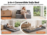 Artiss 3-in-1 Folding Sofa Bed Armless Lounger Chair with Side Pocket and Pillow SB-B-CDF-FOLD-GY