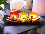 4-Piece HOME Letter Tealight Candle Holder Set with Black Display Tray V1188-MS-731-021