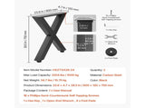 Table Legs, 750 x 600 mm Steel Furniture Legs, Modular Design, Easy Assembly, 1000 kg Max V952-ZTCFKXX2824IDAGR1001V0