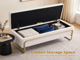 Artiss Storage Ottoman Boucle Padded Seat Footrest Hidden Storage Cream White OTM-C-TED01-CR