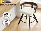 4x Artiss Bar Stools Swivel Kitchen Chairs Metal Legs Bentwood Counter White PU BA-TW-W0100-WHX4