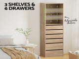Artiss 6 Chest of Drawers Tallboy Cabinet Pine FURNI-N-CDR-6D3S-WD-AB