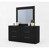 Solid Rubber Wood Dresser with Mirror in Black colour V43-DRS-ARLO-BL
