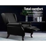 Artiss Recliner Armchair Black Faux Leather Domini RECLINER-A6-BK