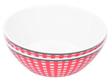 4PCS 6in Salad Bowl Dinner Serving Bowl Sets Kitchen Imitation Porcelain DinnerwareRed Grids V1294-YM0721-3118210043111