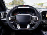 Steering Wheel for 2021-2024 Ford F150, Carbon Fiber Steering Wheel D-Shaped Flat-Bottom, Leather V952-QCFXPZYFTF15VL7EA001V0
