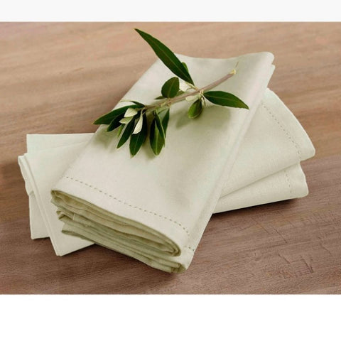 Rans Set of 4 Cotton Hemstitch Napkins - Beige V442-RAN-MISC-SETOF4HEMSTITCHNAPKINS-BEIGE-SQ