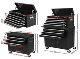 Giantz Tool Chest Trolley 12 Drawers Storage Cabinet Toolbox TB-12DR-93-BK