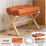 Orange Foldable Ottoman & Padded Footstool with Velcro Stability & Spare Cusion - Cotton Linen V888-ELOSUNG494230