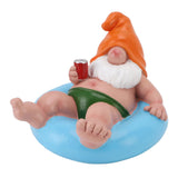 Pool Floater Gnome Statue Resin Pool Party Relaxing Funny Garden Floating Gnome Figurine for Outdoor V1294-YM0901-3111250053412