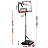 Everfit 2.6M Basketball Hoop Stand System Adjustable Portable Pro Kids Clear BAS-HOOP-260