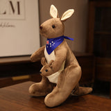 Kangaroo Stuffed Animal with Joey in Pouch & Australia Scarf - Soft Cuddly Plush Toy V1107-CS-DSGZSZ-45