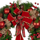 Christabelle Stunning 56cm Christmas Wreath Lush Red Baubles Berries Pine Cones and Bow Front D 112_GUE508