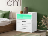 Levede Bedside Table USB Charger Outlet LED White NI1048-WH