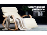 Artiss Rocking Armchair Footrest Nursing Beige Afton ARMCHAIR-10-BEIGE