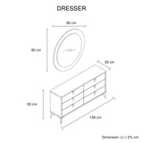 Dressing Chest With 6 Storage Drawers MDF Mirror Combination of Champagne and Black Colour V43-DRS-MAXL