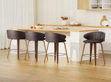 4x Artiss Bar Stools Dining Chairs Contoured Leather Wood Stool BA-TW-8186-BRX4