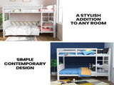 Kingston Slumber Wooden Kids Bunk Bed Frame, with Modular Design that can convert to 2 Single, White V219-BEDSBBKS02WA