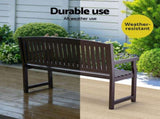 Gardeon Outdoor Garden Bench Wooden 2 Seater Lounge Chair Patio Furniture Brown ODB-4412B-BR