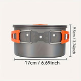 Gray Yellow camping cookware set, 3-4 person pot set, outdoor cooking kit, camp stove pots, camping V1347-132-YEL-47041