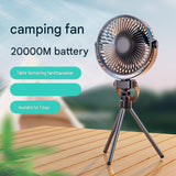 White Outdoor Camping Fan with Tripod & Lantern - 20000mAh Rechargeable Tent Fan with 360&deg Rotation, V888-ELOSUNG56704