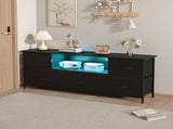 140cm Black LED TV Cabinet Entertainment Unit with Power Outlets LSB-59320