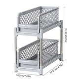 2 Tier Under Sink Organizer Pull Out Cabin Shelf Sliding Storage Bask for Bathroom Kitchen Pantry V1370-AZ4-09456