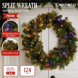 Christabelle 76cm Split Christmas Wreath with LED Lights for Double Front Doors Decoration 112_SENGG76S