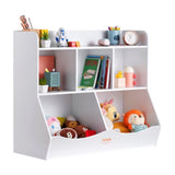 VEVOR Wood Kid Storage Cubby, Toy Storage Organizer with Bookshelf, 5-Cubby Wood Toy Storage V952-ETCWG9848140XOTT5V0