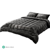 Giselle Bedding Faux Mink Quilt Charcoal Double QUILT-FM-CHAR-D