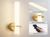 Gold Battery Operated Wall Sconce Set of 2, Rechargeable Wireless LED, Remote, Dimmable 3000K-6000K V1263-JX-5795