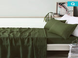 Vintage Design Homewares 100% Linen Olive Sheet Set Queen V442-HIN-SHEETS-LINEN-OLIVE-QS