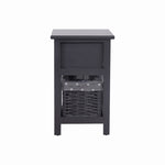 Grey Bedside Table with Wicker Basket V264-TAB-713C-LGR-1PC-1