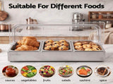5-Star Chef 3 Pan Food Serving Display Stainless Steel with Clear Roll Top Cover FD-3PAN-LID-SS