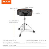 Saddle Drum Throne, 560-705 mm Height Adjustable, Padded Drum Stool Seat with Anti-Slip Feet V952-GDLSSWKBMA00FGHQKV0