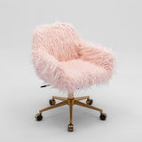 Fluffy Office Chair Faux Fur Modern Swivel Desk Chair for Women And Girls-Pink V226-SW1005PK