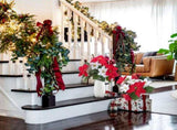 2PCS Christmas Artificial Flowers Poinsettia Bouquet Mixed Christmas Bush Winter Flowers Arrangment V1369-AZ3-W-12443