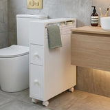 Removable Bathroom Side Cabinet Toilet Caddy with Storage Drawers- White V264-TAB-706C-WHE-NA-1