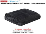 In 2 Linen 350GSM Plush Ultra Soft Velvet Touch Blanket Charcoal King/Super King V442-ATX-BLANKET-PLUSHVELVET-CHARCOAL-SK