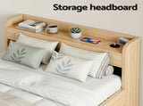 Artiss Single Bed Frame with 2 Storage Drawers Platform Bed Base with USB Ports Sturdy Wooden Slat WBED-F-AURA-S-WD-AB