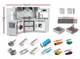 Keezi 112cm Wooden Pretend Kitchen Playset Kids Toy Sink Stove Grey PLAY-WOOD-TAP-GY