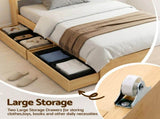 Artiss King Single Bed Frame with 2 Drawers Platform Bed with Headboard Bed Base with USB Ports WBED-F-AURA-KS-WD-AB