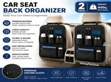 2 pcs Black Car Seat Back Organizer - 210D Oxford Cloth, Water-Resistant & Multi-Pocket Design V888-ELOSUNG53515