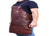 Pierre Cardin Professional Leather Apron Butcher Woodwork Hairdressing Barber Chef - Chestnut V563-PC3433-CHESTNUT